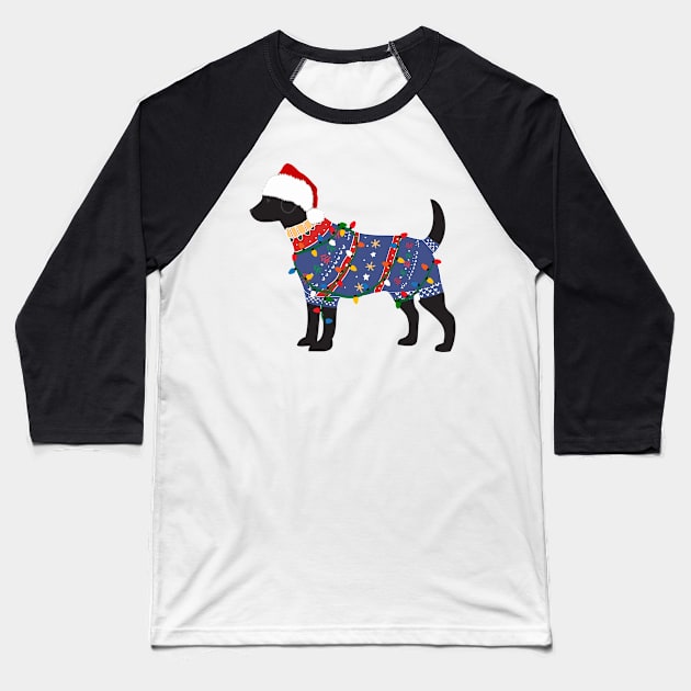 Black Lab Ugly Christmas Sweater Baseball T-Shirt by emrdesigns